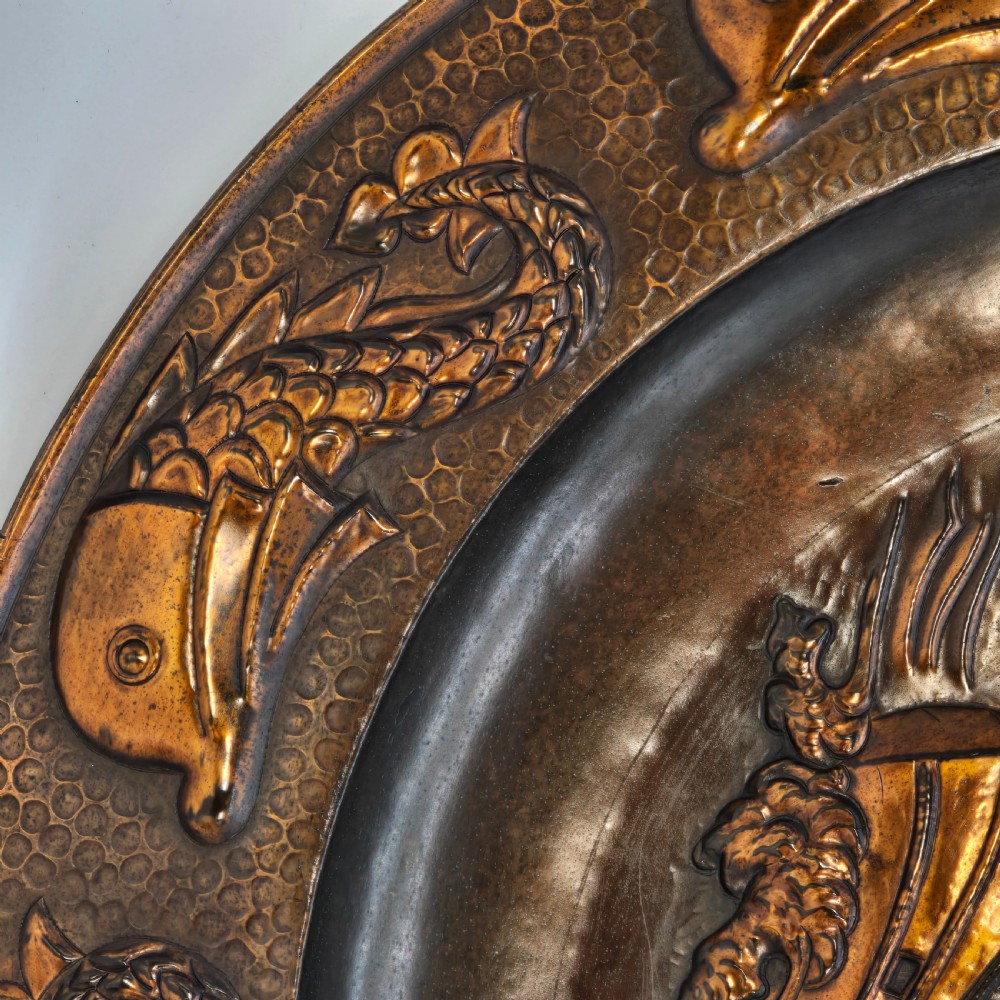 A Cornish copper Arts and Crafts charger by J. F Poole of Hayle, Cornwall, England View V