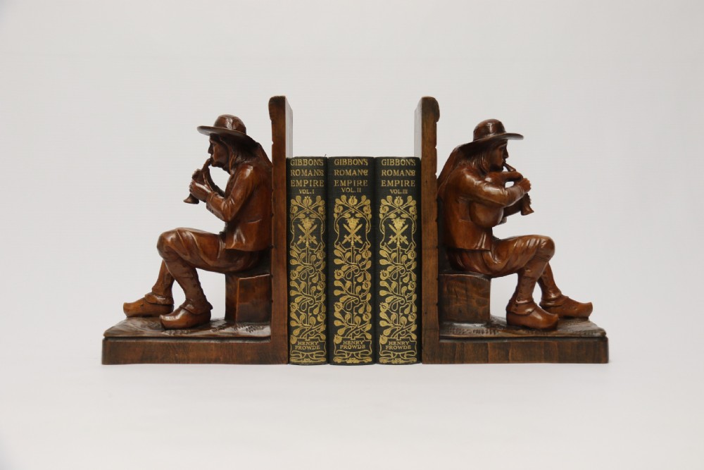 A pair of Black Forest carved walnut bookends circa 1900 View II
