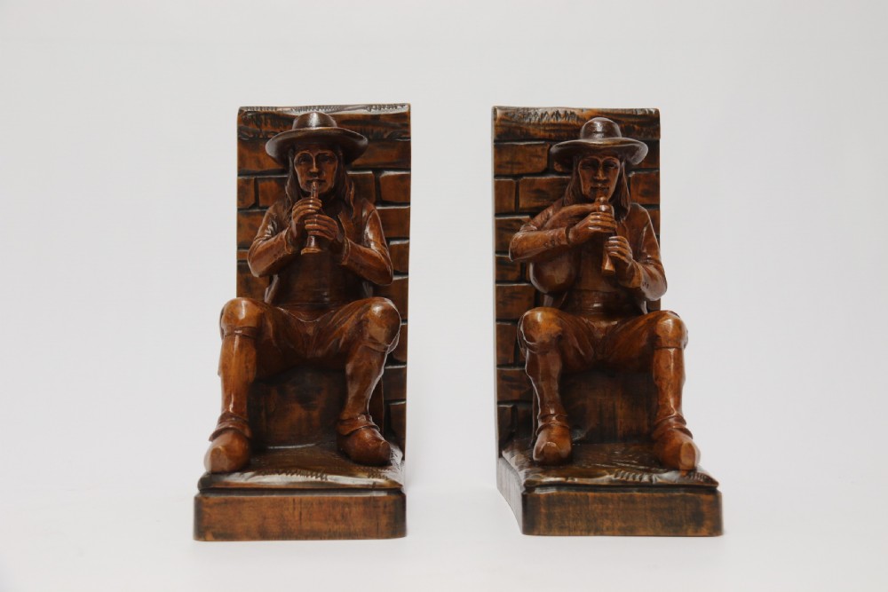 A pair of Black Forest carved walnut bookends circa 1900 View VI