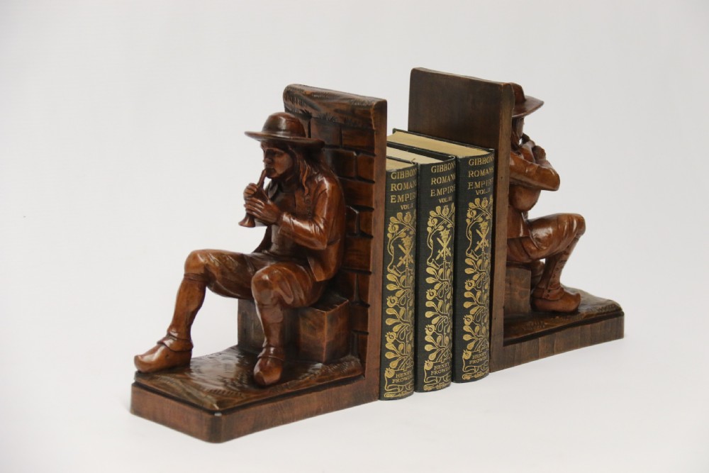 A pair of Black Forest carved walnut bookends circa 1900 View XXI