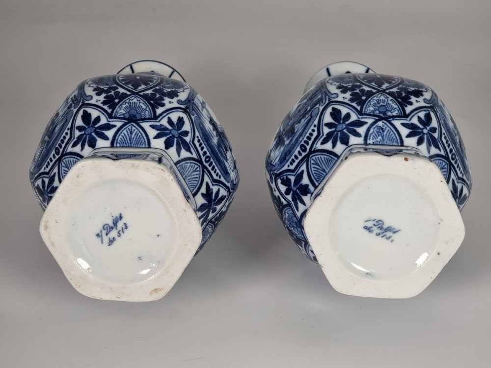 A pair of blue and white French porcelain Delft style vases circa 1900 View XIV