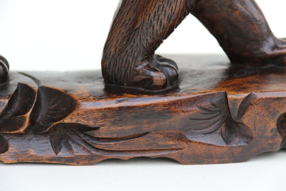 Antique Japanese Meiji period carved hardwood okimono of a prowling tiger. View XI