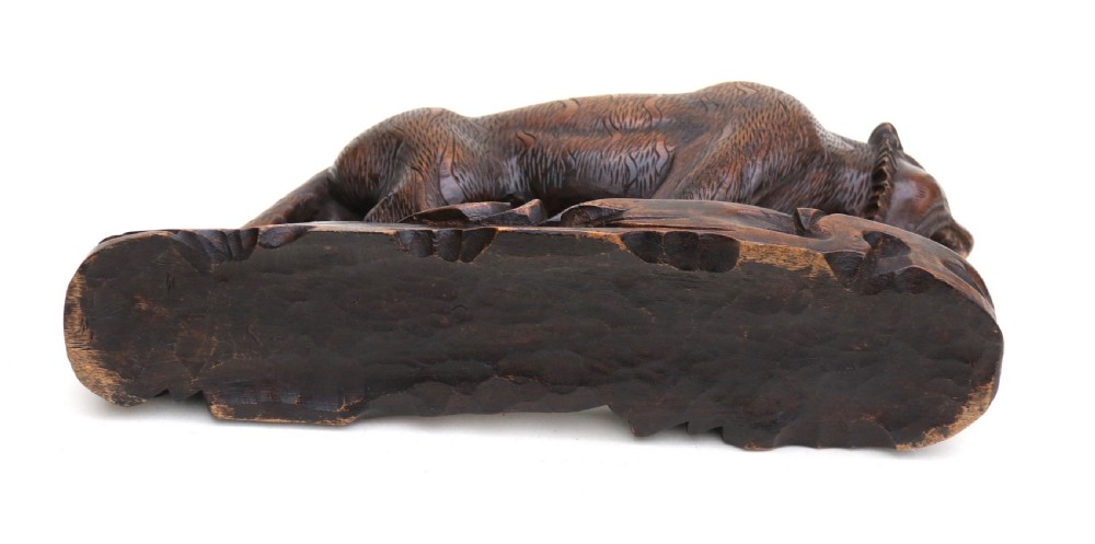 Antique Japanese Meiji period carved hardwood okimono of a prowling tiger. View XIII