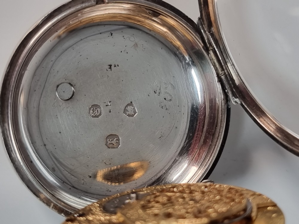 Antique early English silver pocket watch with Fusee movement dated 1842 View IV