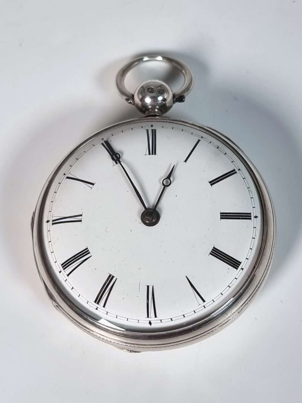 Antique early English silver pocket watch with Fusee movement dated 1842