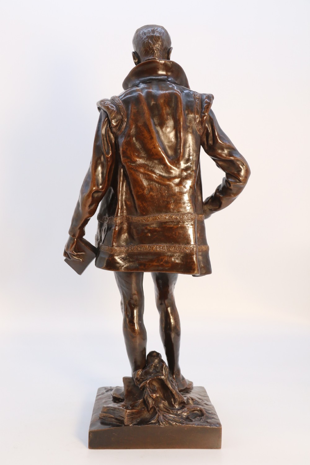 A 19th-century dark patinated bronze figure depicting French poet Joachim de Bellay in 16th-century period costume. View XXVII