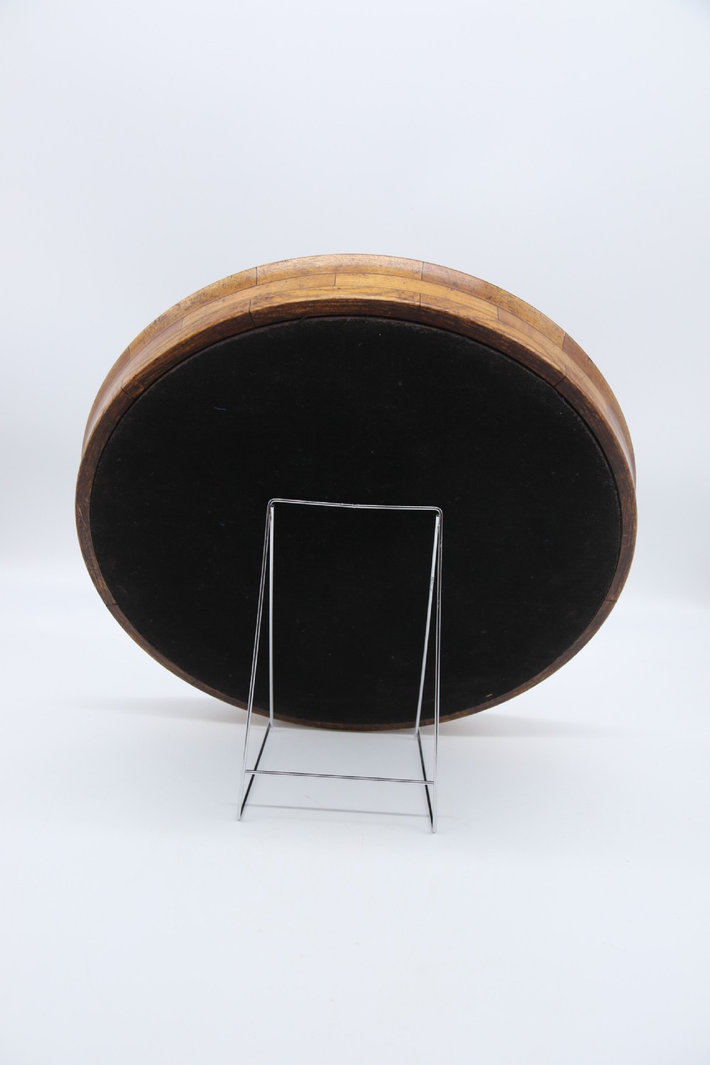A large late 19th century circular aesthetic movement parquetry tray View VII