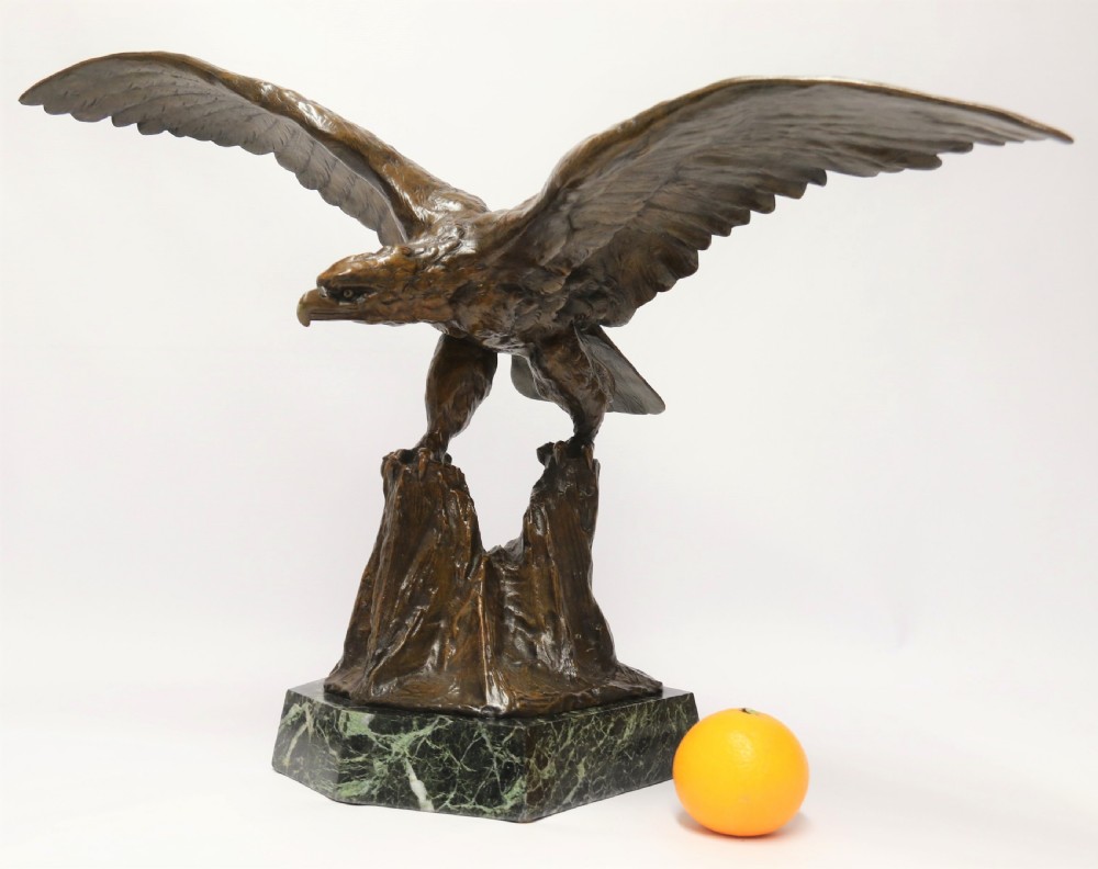 A large and impressive bronze sculpture of a Eagle by Claude Mirval