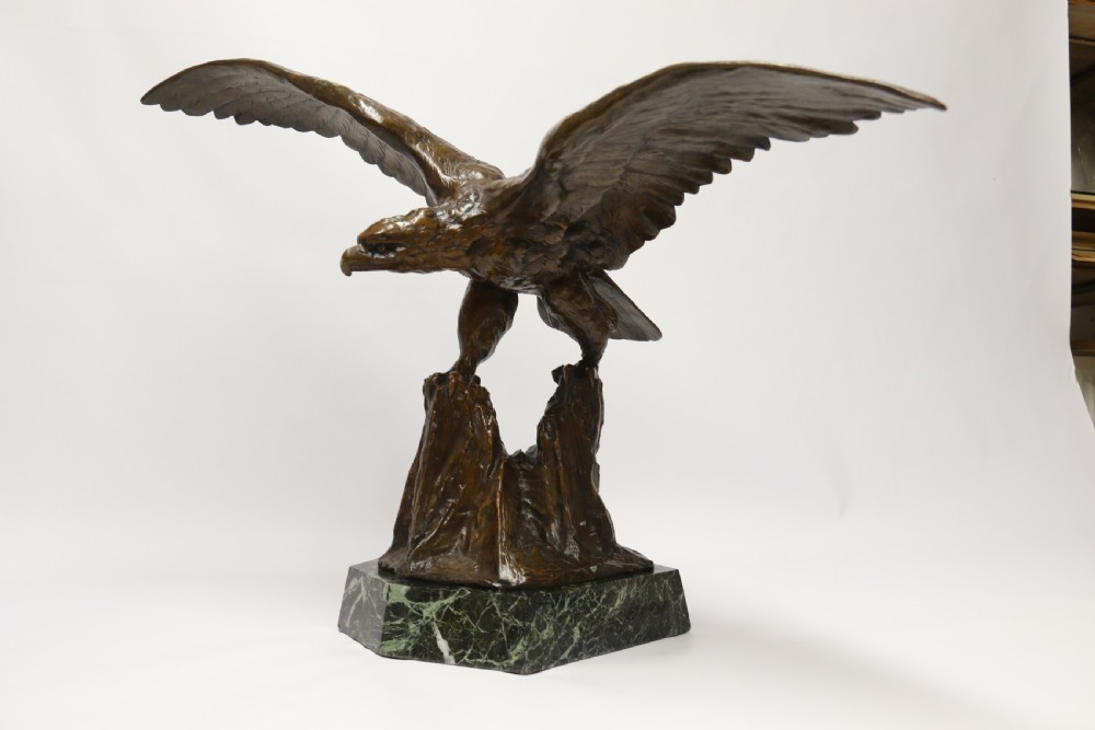 A large and impressive bronze sculpture of a Eagle by Claude Mirval View IX