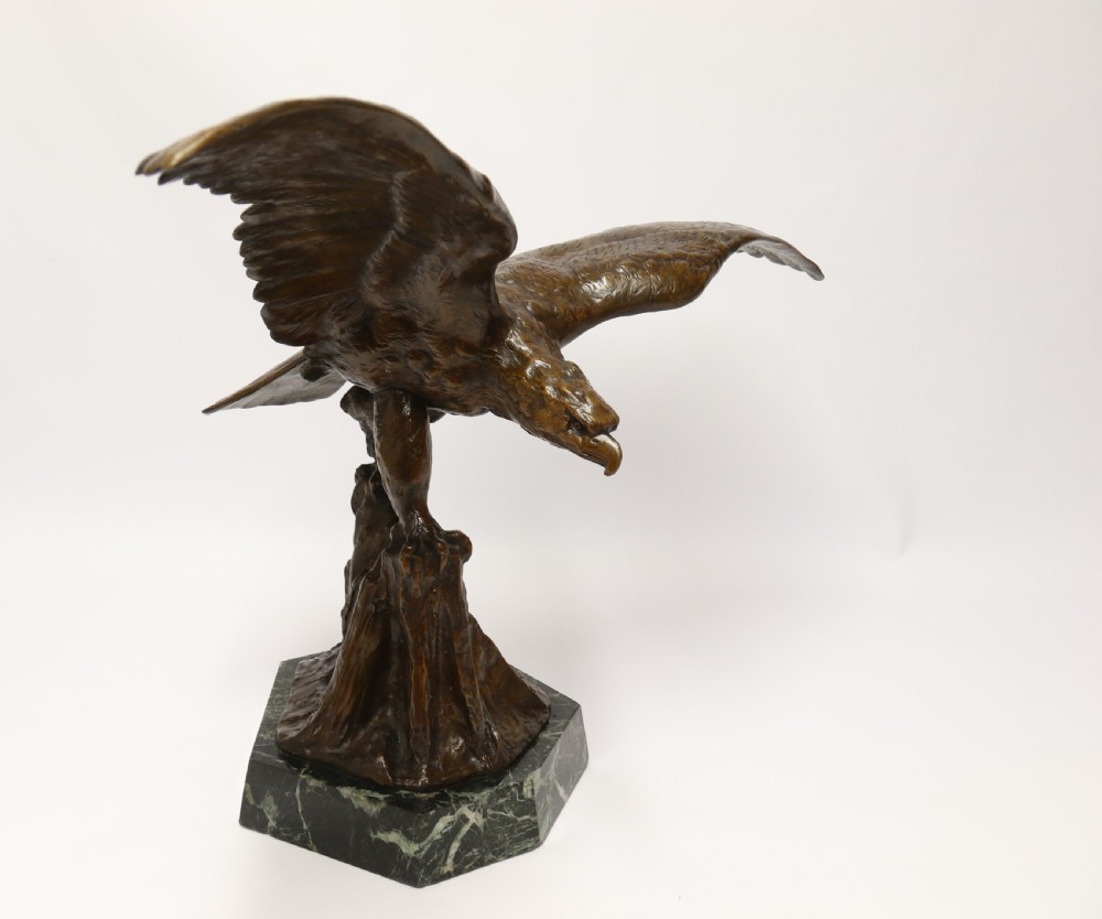 A large and impressive bronze sculpture of a Eagle by Claude Mirval View XIV