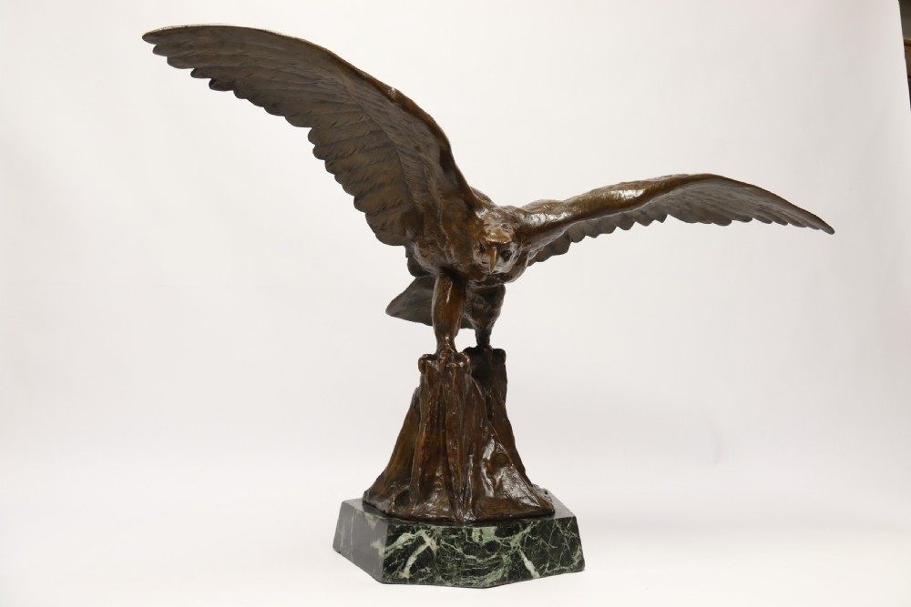 A large and impressive bronze sculpture of a Eagle by Claude Mirval View XVI