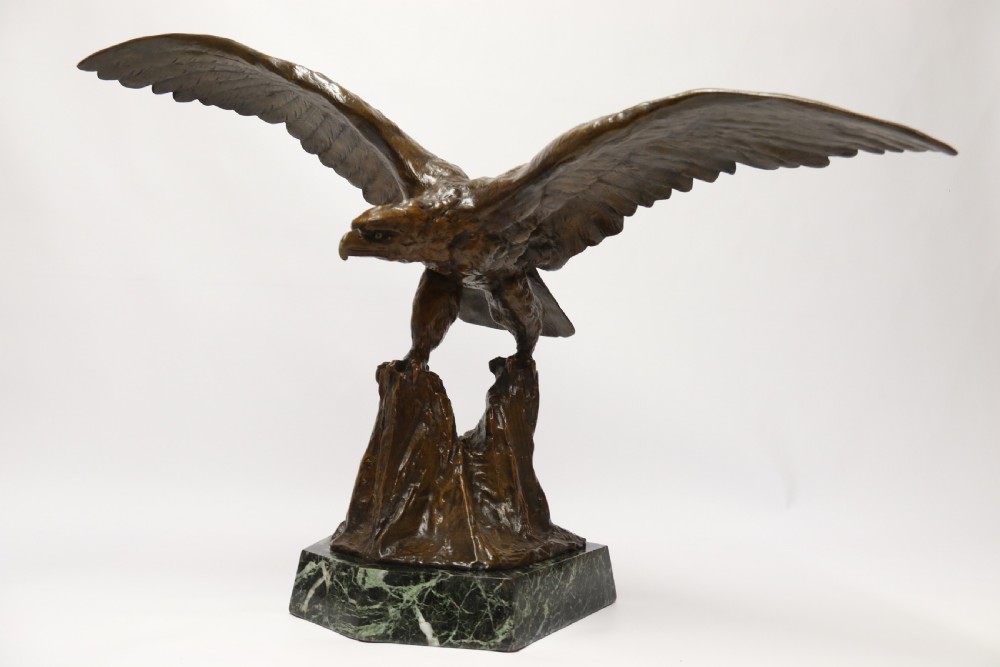 A large and impressive bronze sculpture of a Eagle by Claude Mirval View XVII