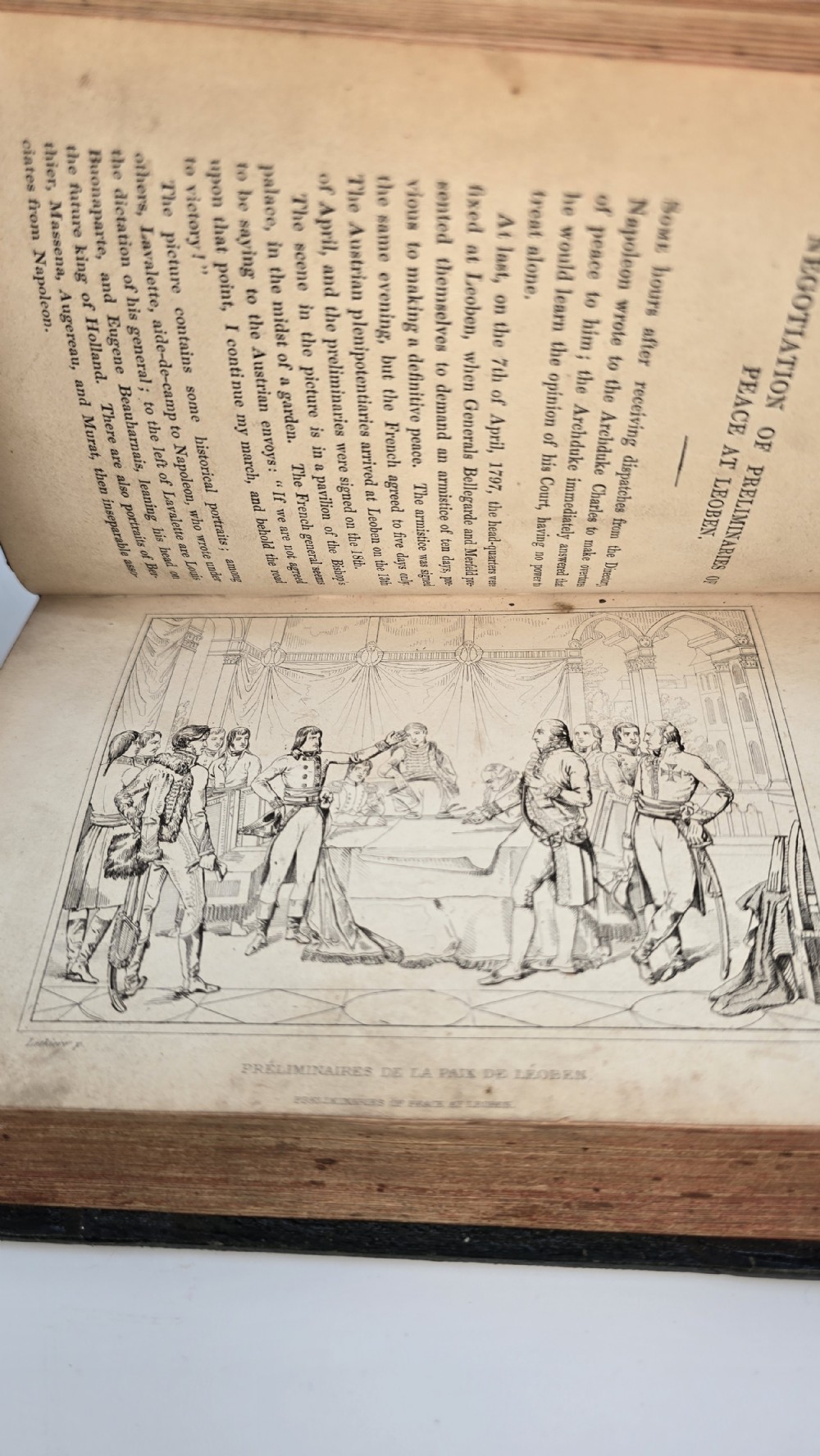 Napoleon's Gallery, a rare 19th century leather bound book published in 1837. View VIII