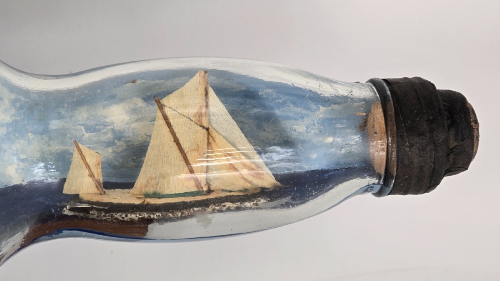 Two ships in a bottle, diorama, folk art, circa 1920 View IX