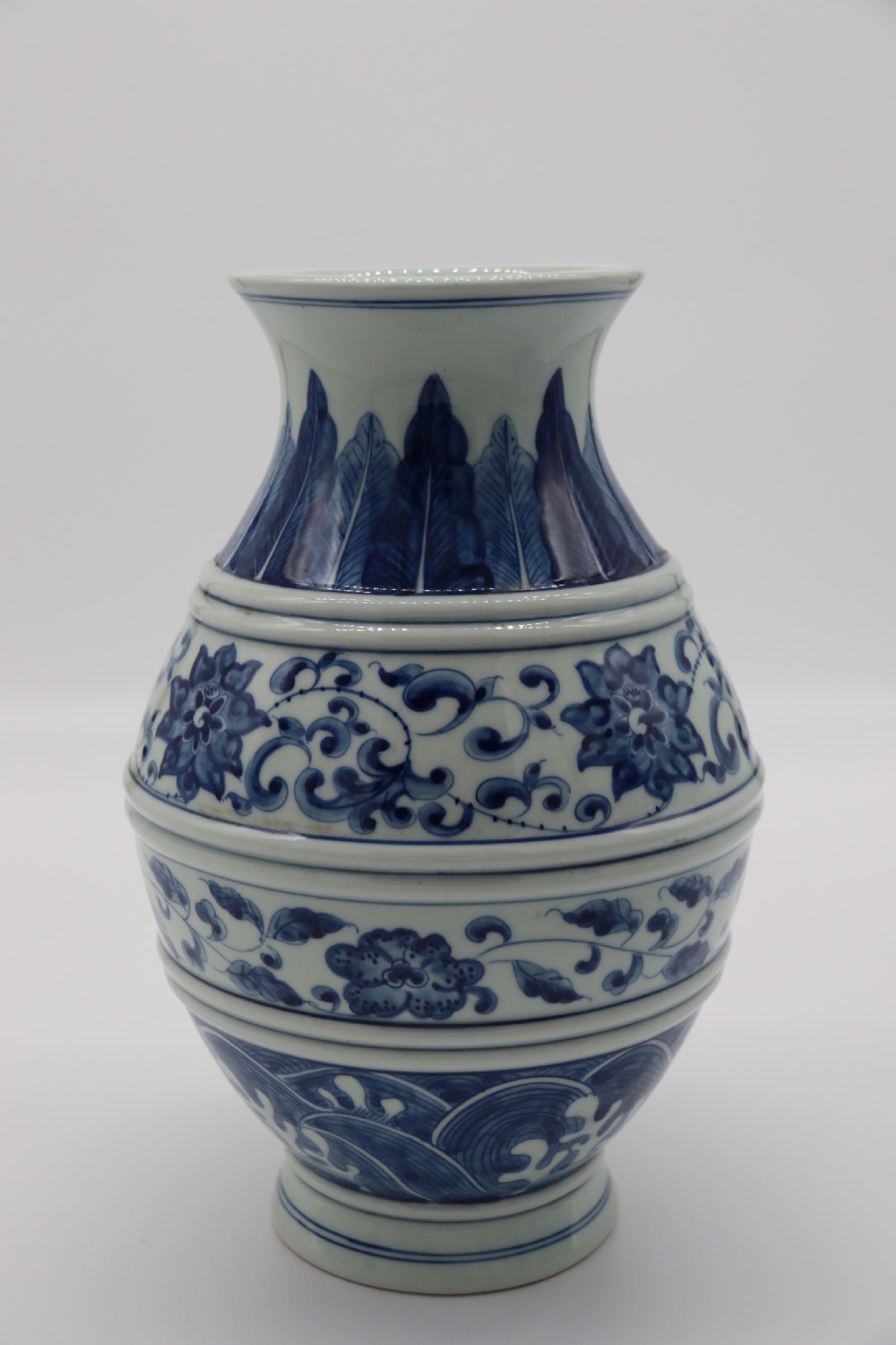 A pair of Chinese hand painted blue and white porcelain vases View VII