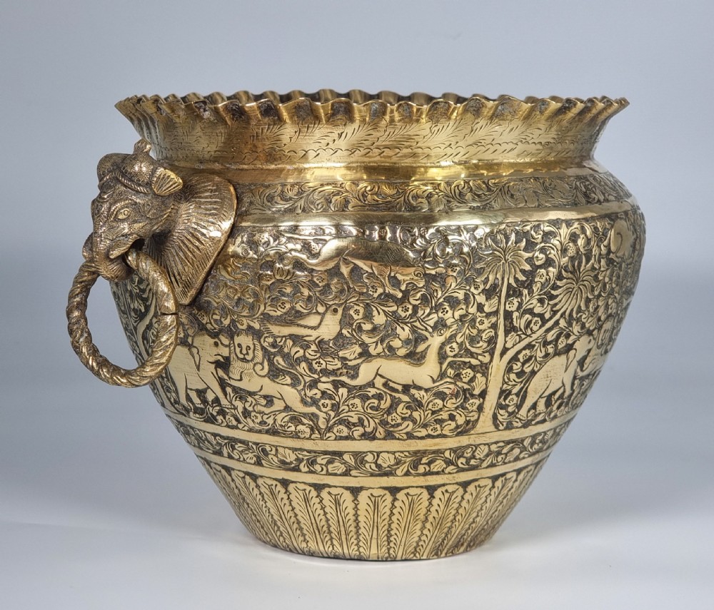 A large Indian Raj period brass Jardinière, circa 1880 View III