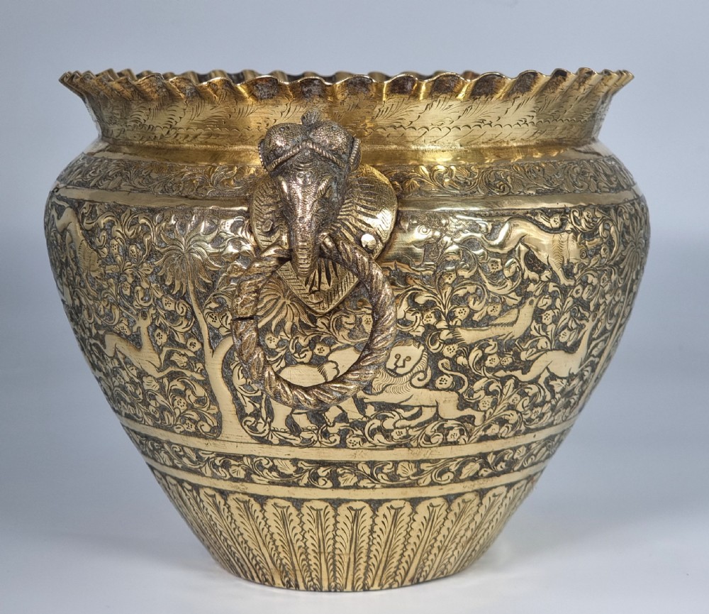 A large Indian Raj period brass Jardinière, circa 1880 View VII