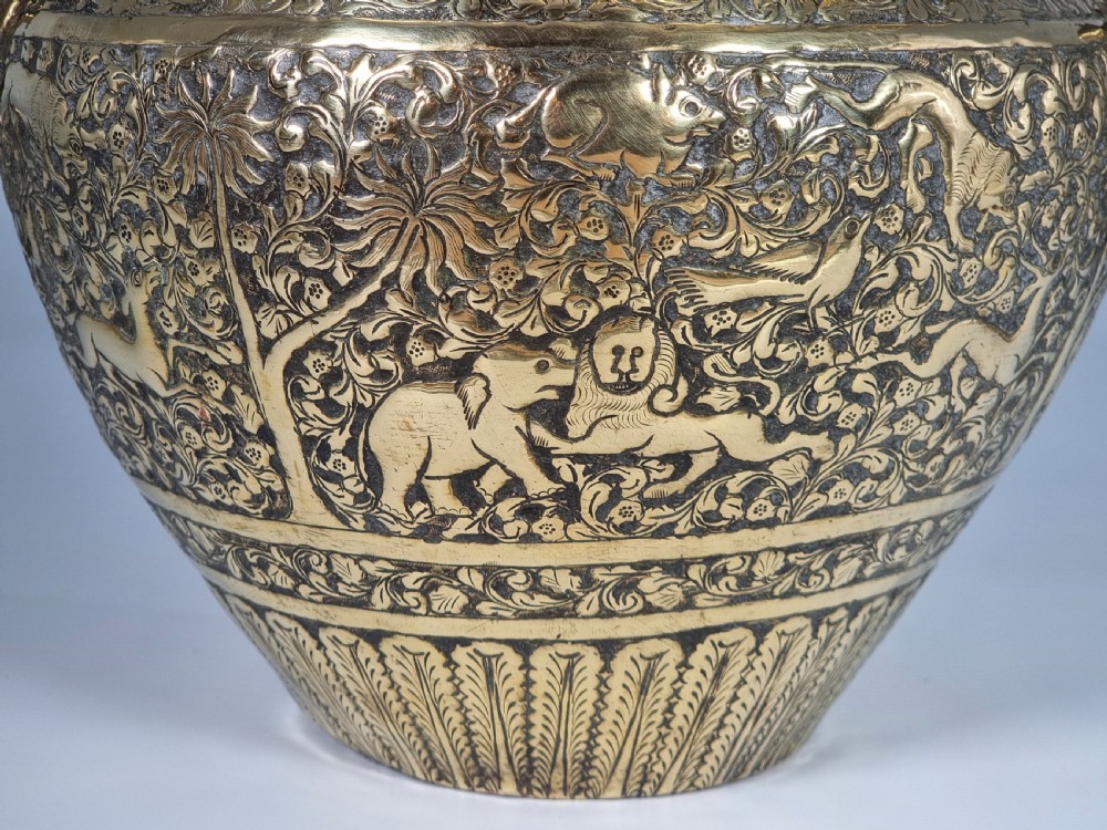 A large Indian Raj period brass Jardinière, circa 1880 View XI