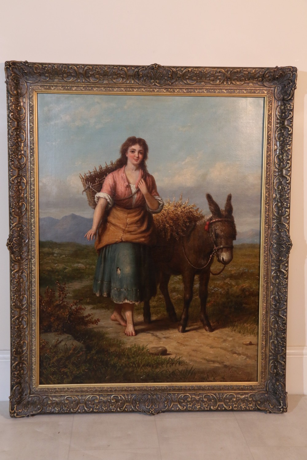 19th century large pair of Victorian oil paintings on canvas by Walter Jackson, circa 1870 View III