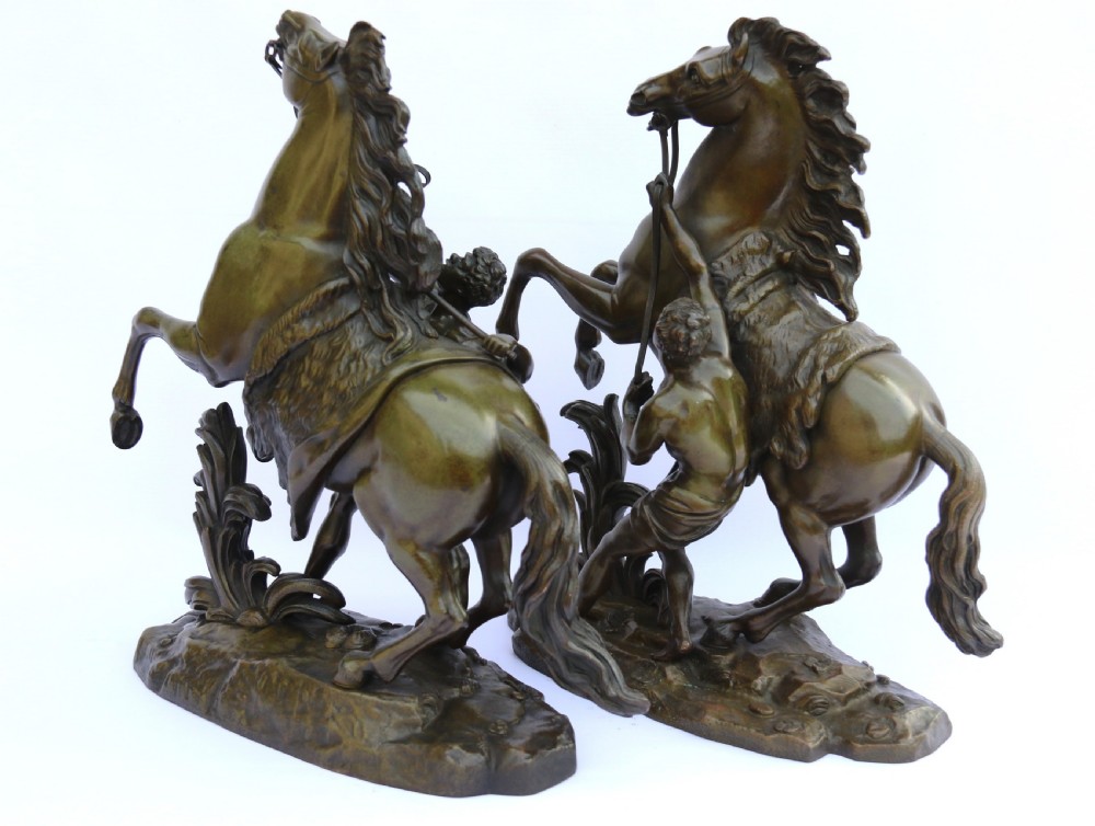 A large pair of 19th century French bronze Marly Horses after Coustou. View V