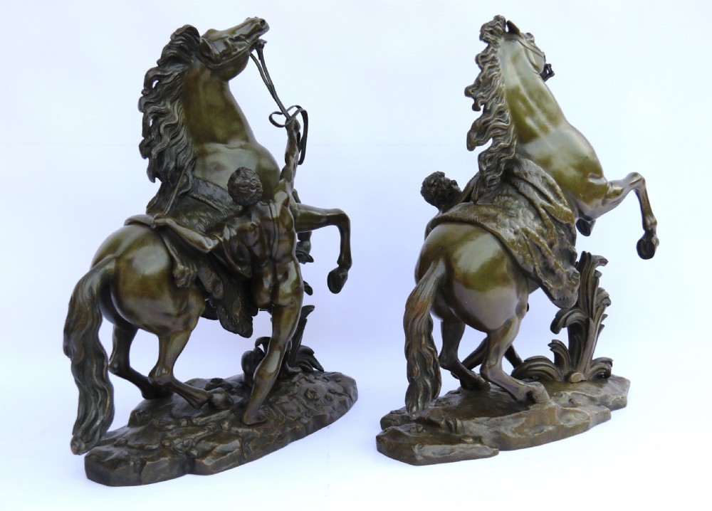 A large pair of 19th century French bronze Marly Horses after Coustou. View VII
