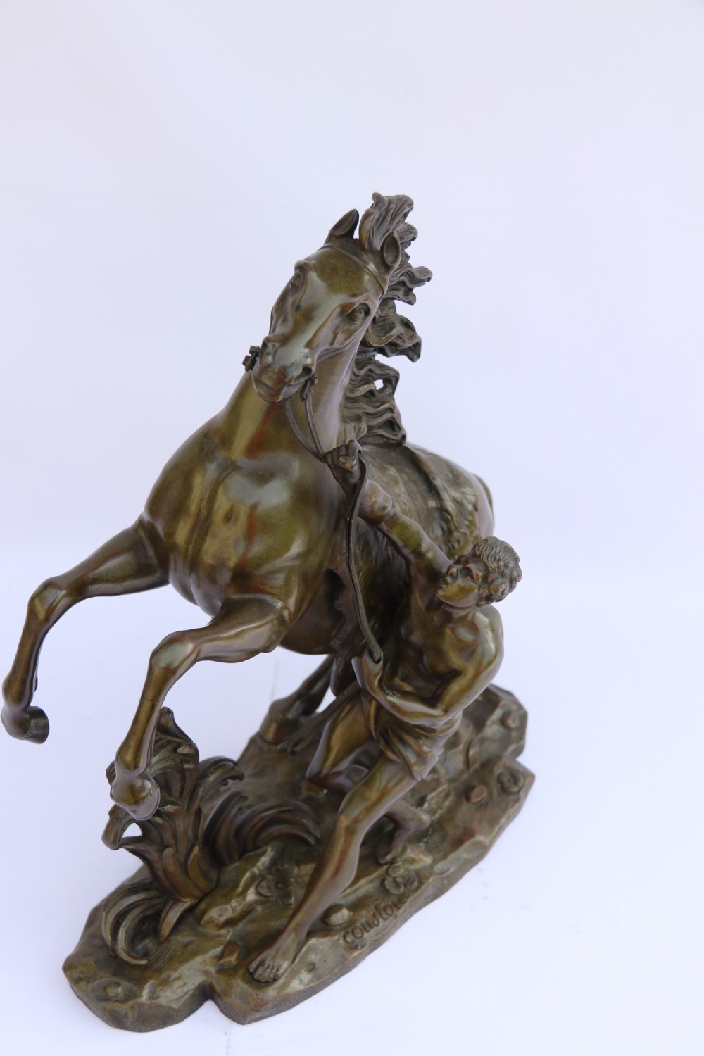 A large pair of 19th century French bronze Marly Horses after Coustou. View XXI