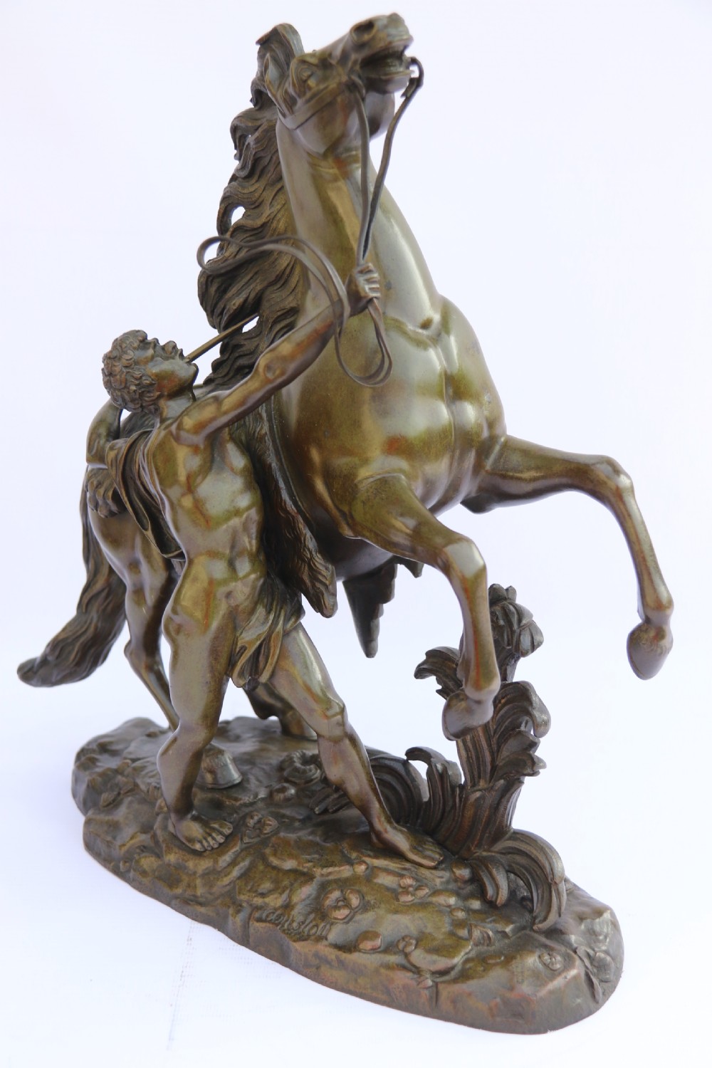 A large pair of 19th century French bronze Marly Horses after Coustou. View XXII