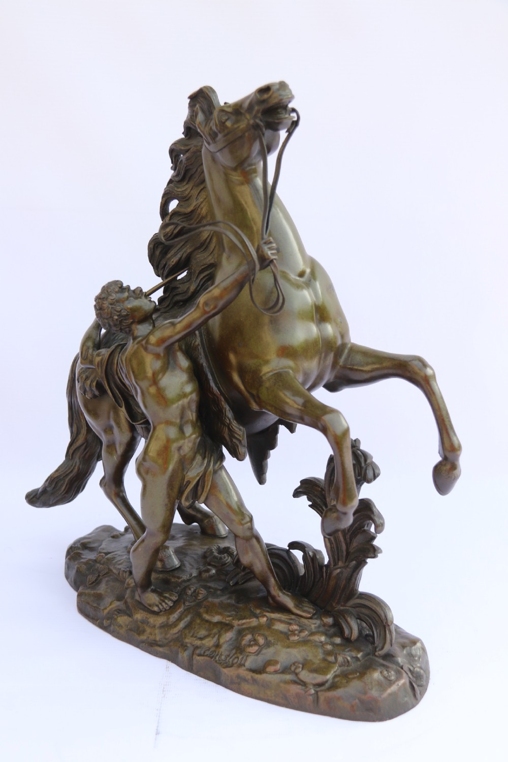 A large pair of 19th century French bronze Marly Horses after Coustou. View XXVIII