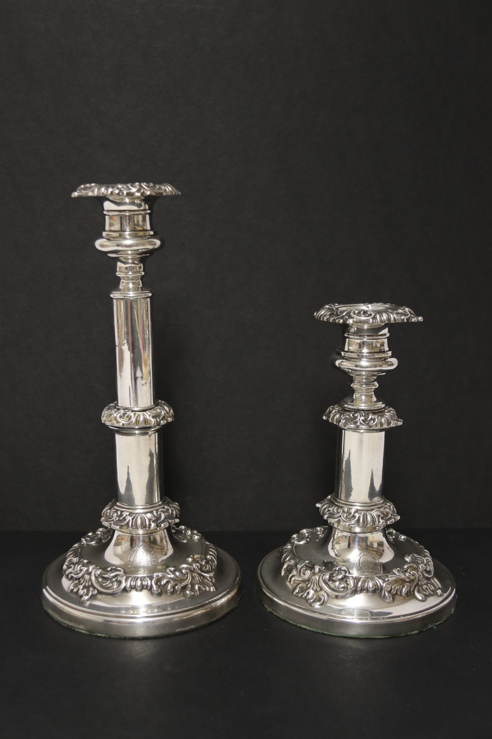 A pair of silver telescopic candlesticks, Sheffield  1816, rare View III