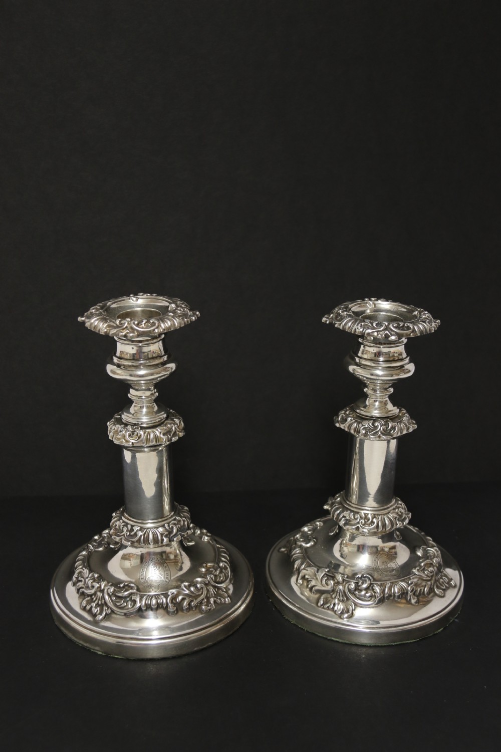 A pair of silver telescopic candlesticks, Sheffield  1816, rare View VII