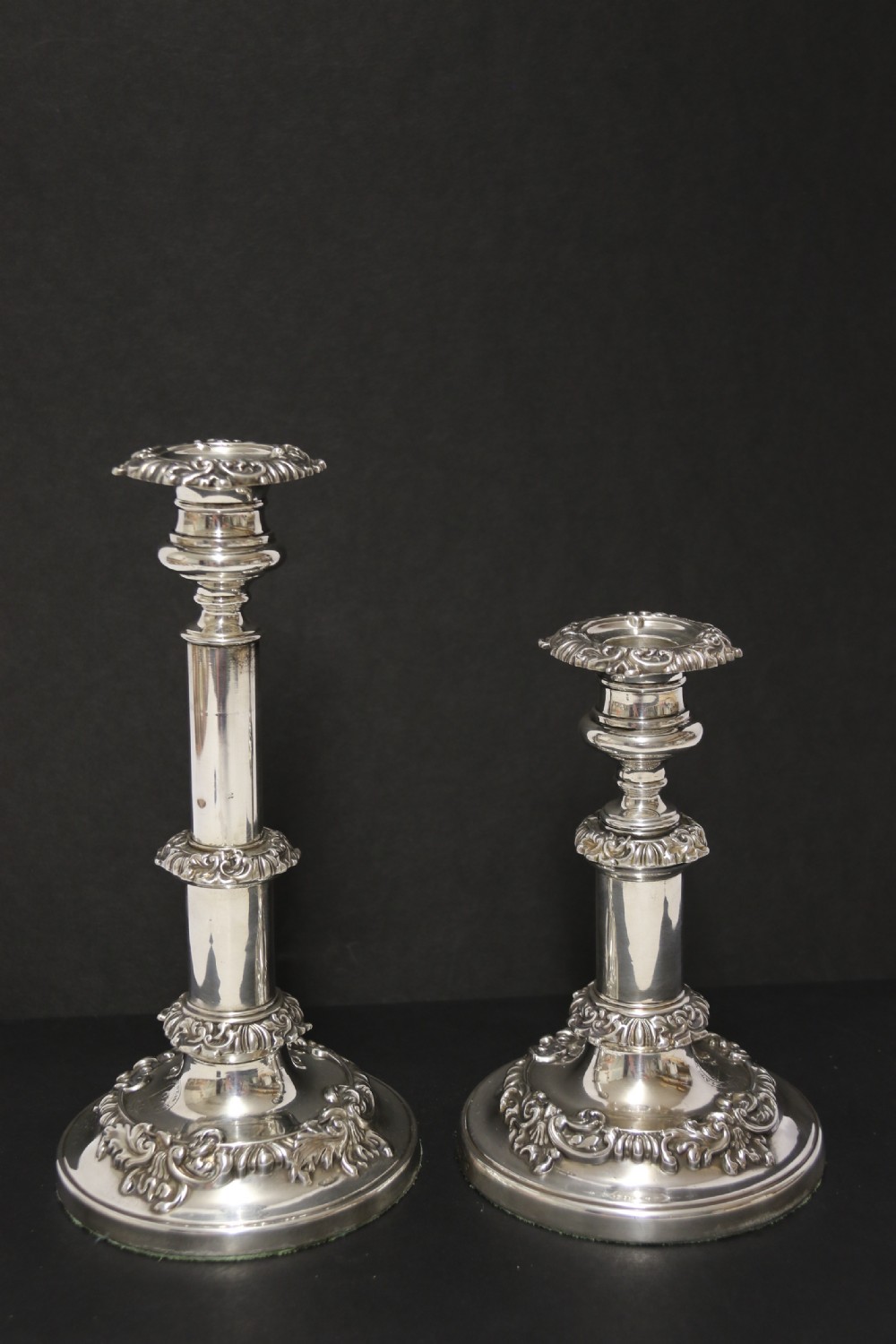 A pair of silver telescopic candlesticks, Sheffield  1816, rare View XV