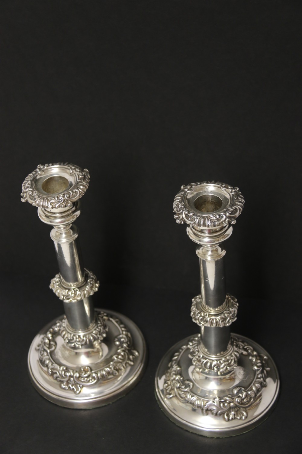 A pair of silver telescopic candlesticks, Sheffield  1816, rare View XX