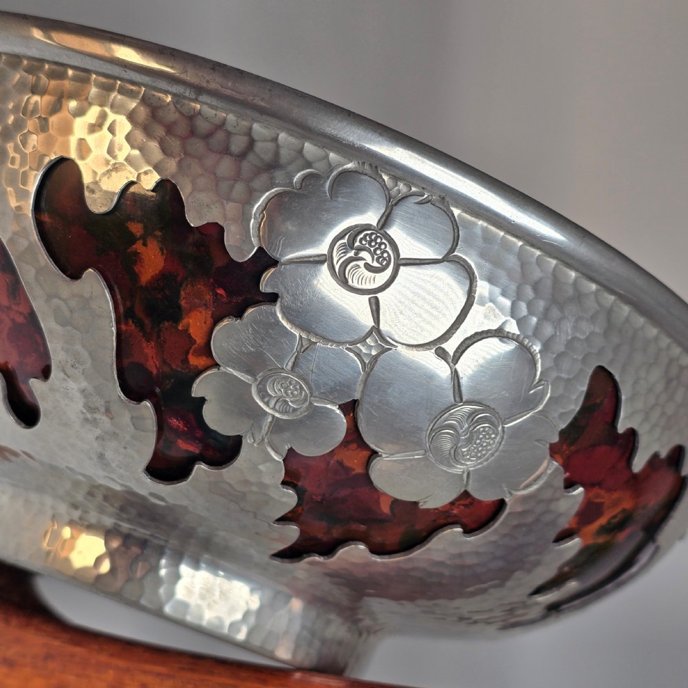 A pierced pewter bowl with a  marbled Bakelite liner from the Art Deco period  View IV