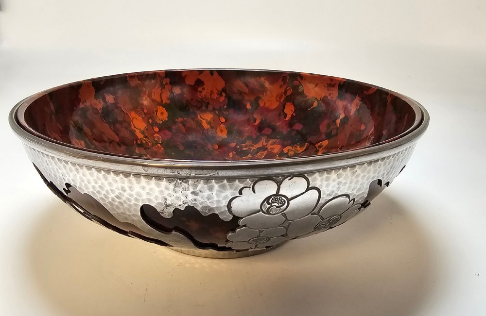 A pierced pewter bowl with a  marbled Bakelite liner from the Art Deco period  View VIII