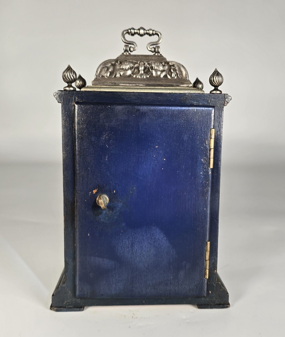 A rare miniature blue lacquer and chinoiserie bracket clock View VI
