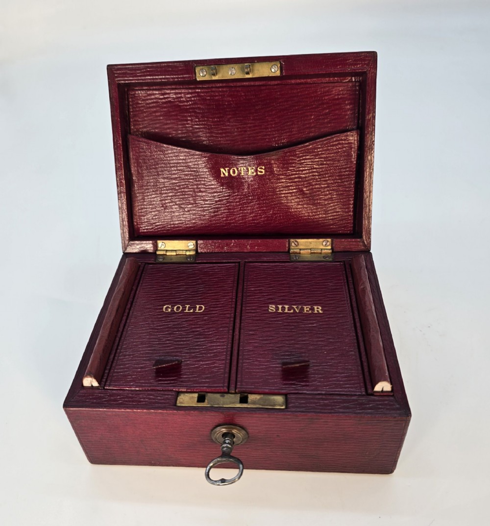 A late Victorian bullion box in red Moroccan leather View II