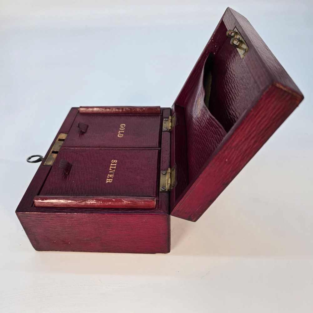 A late Victorian bullion box in red Moroccan leather View III