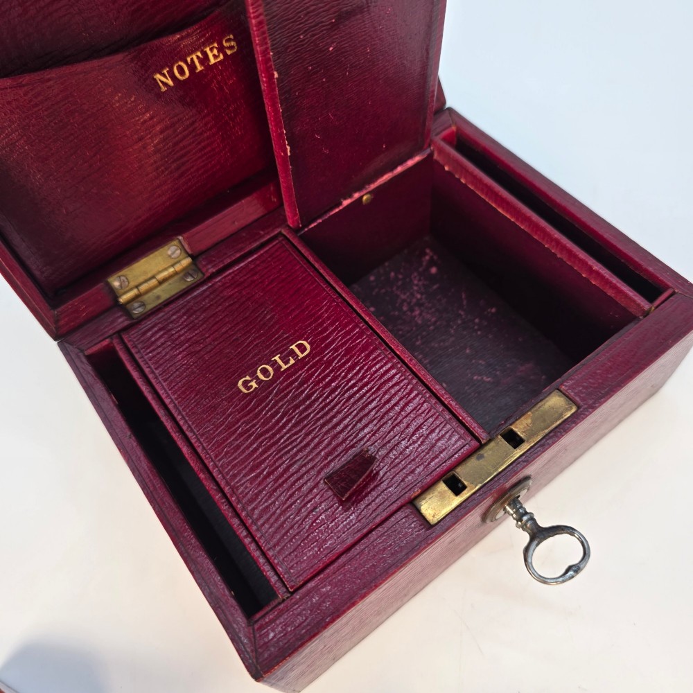 A late Victorian bullion box in red Moroccan leather View IX