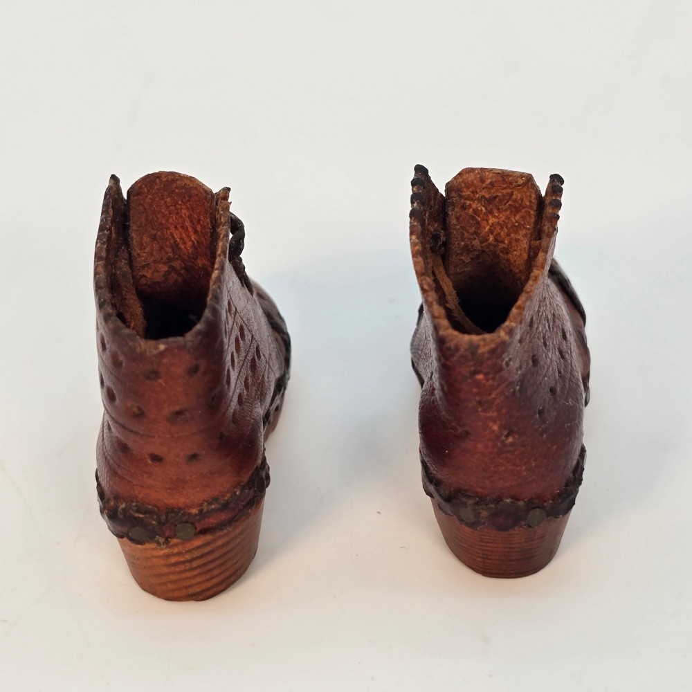 A rare pair of miniature 19th C clogs hand made in England circa 1880 View IV