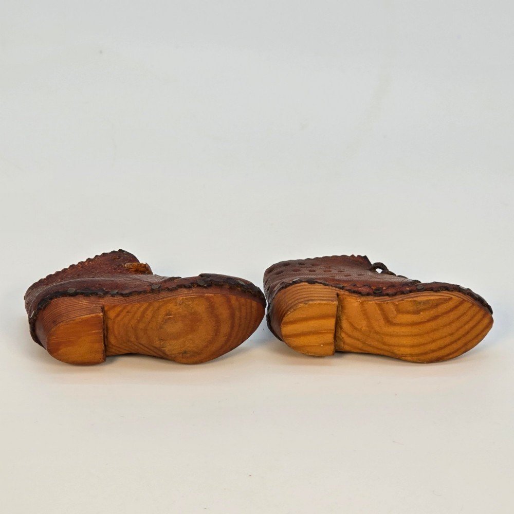 A rare pair of miniature 19th C clogs hand made in England circa 1880 View VII