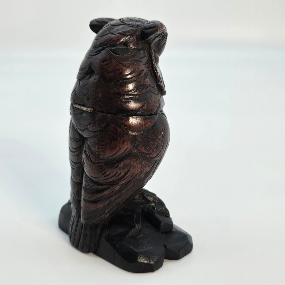 A rare Swiss/Black Forest owl match holder View V