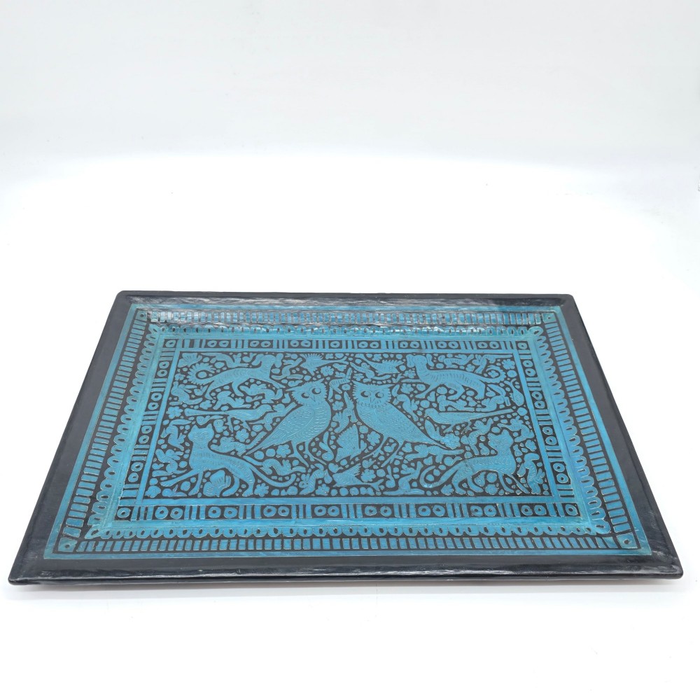 A rare Chinese Blue cinnabar lacquer tray circa 1920 View XI