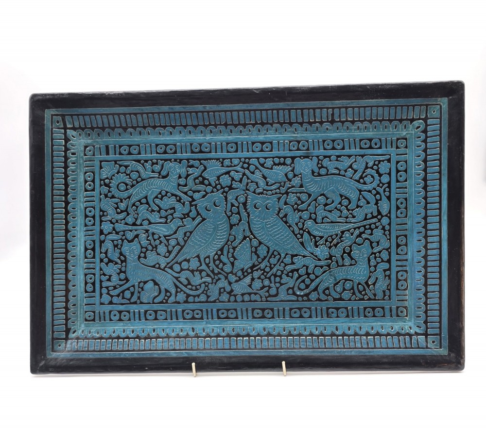 A rare Chinese Blue cinnabar lacquer tray circa 1920 View XIII