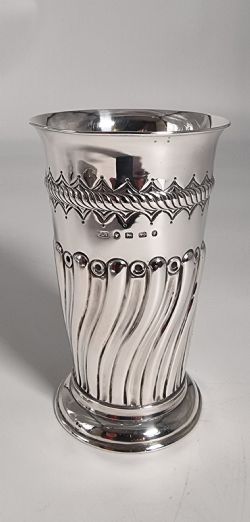 ANTIQUE SILVER VICTORIAN GOTHIC STYLE VASE BIRMINGHAM 1890
