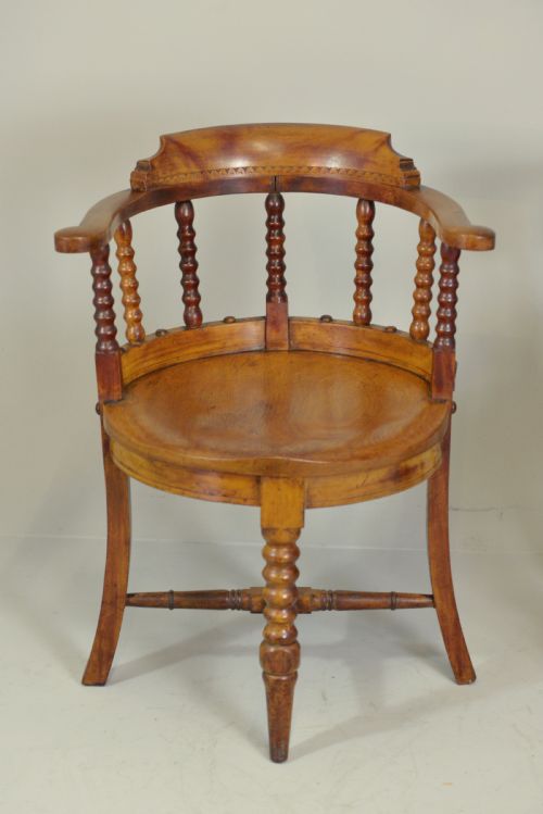 CAPTAIN'S CHAIRS WITH ROUND SEATS SET OF 6 C1870 - ADDITIONAL PHOTO 3