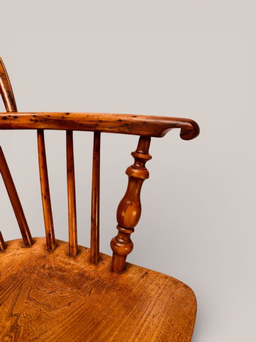 WINDSOR LOW BACK ARMCHAIR IN YEW ELM C1860 - ADDITIONAL PHOTO 8