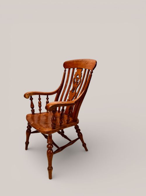 FARMHOUSE WINDSOR ARMCHAIR IN BEECH ELM C1890 - ADDITIONAL PHOTO 1