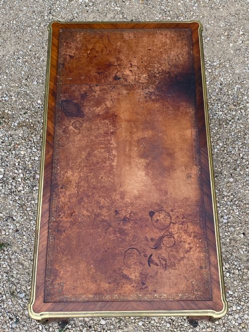 LOUIS XV ROSEWOOD TULIPWOOD BUREAU PLAT ORMOLU STAMPED WRITING DESK - ADDITIONAL PHOTO 12