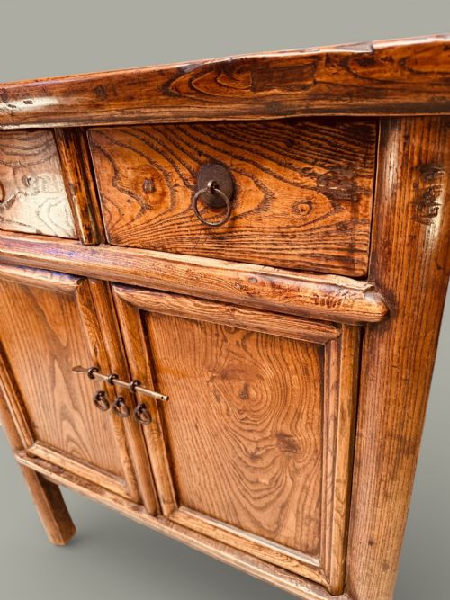 CHINESE ELM SIDE TABLE SMALL DRESSER IN 'LOCUST WOOD' VARIETY OF ELM C1880 - ADDITIONAL PHOTO 8