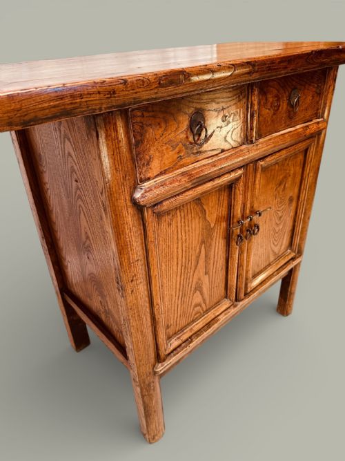 CHINESE ELM SIDE TABLE SMALL DRESSER IN 'LOCUST WOOD' VARIETY OF ELM C1880 - ADDITIONAL PHOTO 9